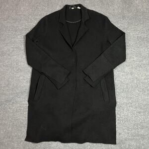 MOTH Cardigan Sweater Womens Medium Black Knit Longline Duster Pockets Button